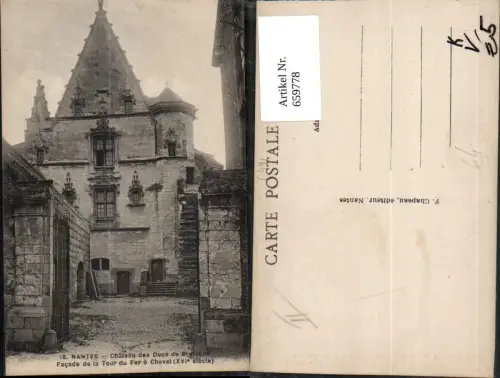 659778,Nantes Chateau des Ducs de Bretagne Facade de la Tour du Fer a Cheval France