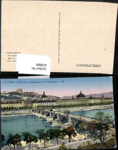 659889,Lyon Le Pont de la Guillotiere et l Hotel Dieu Brücke France