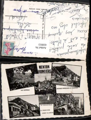 659913,Mehrbild Ak Menton Frontiere Vue generale La Frontiere Sa Vieille Ville France