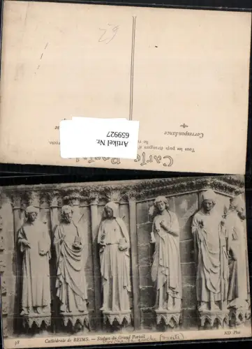 659927,Cathedrale de Reims Statues du Grand Portail France