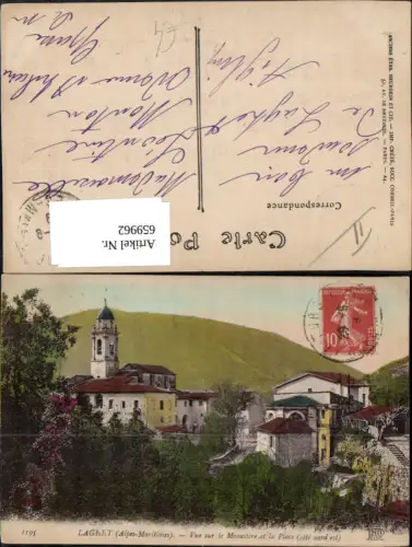 659962,Laghet Alpes-Maritimes Vue sur le Monastere et la Place cote nord est France