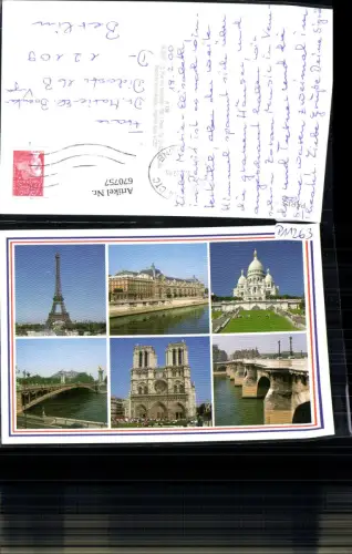 670757,Mehrbild Ak Paris Eiffelturm Notre-Dame Sacre Coeur France