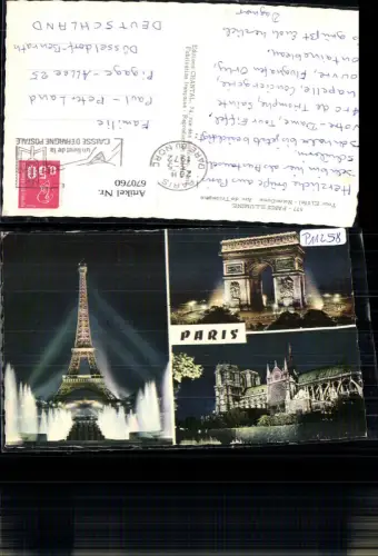670760,Mehrbild Ak Paris Illumine Tour Eiffel Notre-Dame Arc de Triomphe b. Nacht France