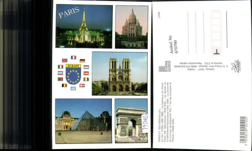 670790,Mehrbild Ak Paris La tour Eiffel Notre-Dame L arc de triomphe France