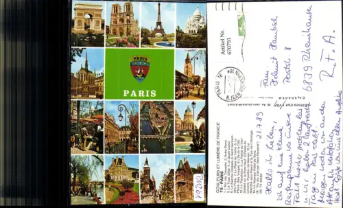 670791,Mehrbild Ak Paris Louvre La tour Eiffel Notre-Dame L arc de triomphe France