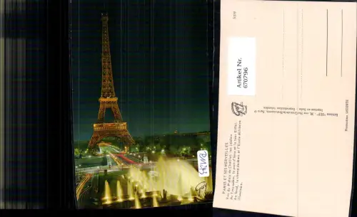 670796,Paris Vus du Palais de Chaillot les jardins du Trocadero b. Nacht Eiffelturm France