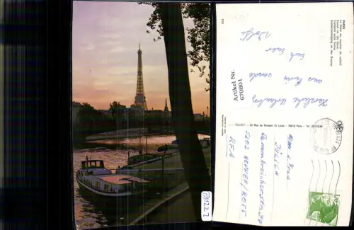 670801,Paris La Seine au coucher de soleil Seine Eiffelturm Sonnenuntergang France