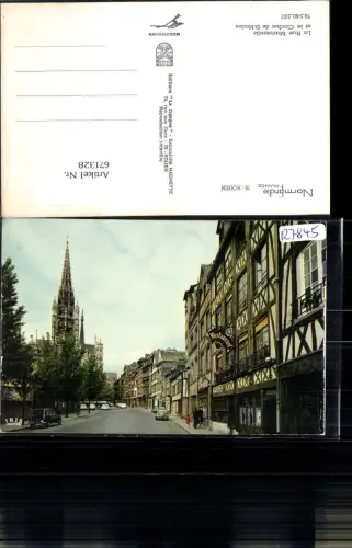 671328,Rouen La Rue Martainville et le Clocher de St Maclou France