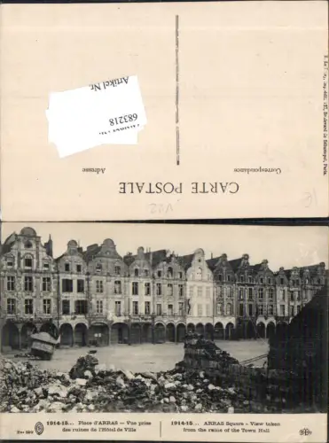 683218 Arras Pas de Calais Guerre 1914 WW1 Hotel de Ville Town Hall