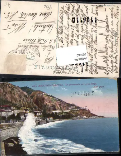 705560 France Menton Garavan Meer Wellen Strand Promenade