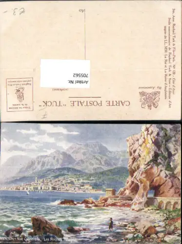 705562 France Menton Vue Les Roches Rouges Oilette pub R. Tuck 120