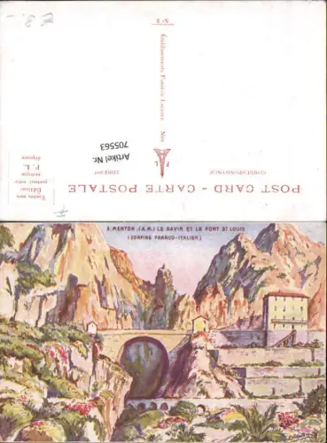 705563 Künstler AK France Menton Pont Brücke St. Louis Grenze