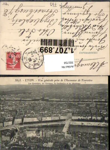 705758 France Lyon Vue generale prise de l Ascenseur de Fourviere