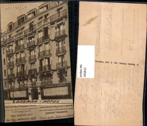 705812 France Paris Reklame Dagmar Hotel