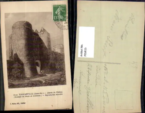 705815 Künstler Repro France Tancarville Seine-Inf. Entree de Chateau