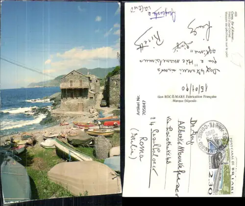 705847 France Corse Ile d Amour Pino Cap-Corse Maison de pecheurs sur le port Fischerboot im Hafen