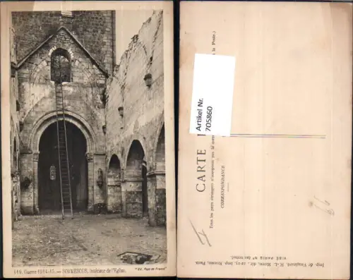 705860 France Sommesous Interieur de l Eglise WW1 Zerstörte Kirche Gebäude