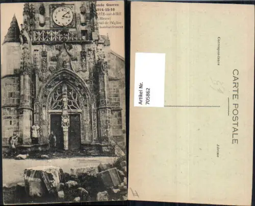 705862 France Beauzee-sur-Aire Meuse Le Portail de l Eglise WW1 Zerstörte Kirche Gebäude