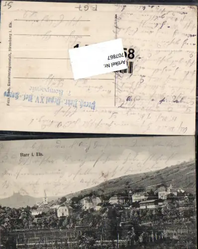 707867 France Barr im Elsass Alsace Feldpost Buch am Ahorn Preußisches Rekruten Depot XV