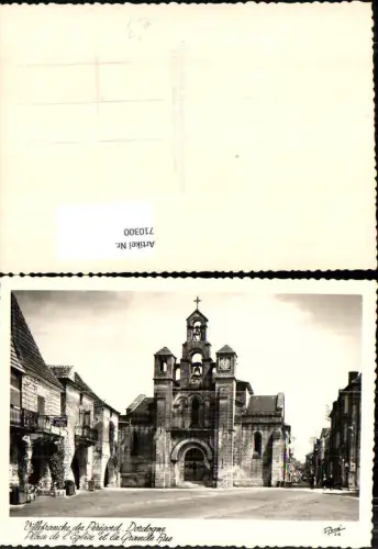 710300 Foto AK Villefranche du Perigord Dordogne Place de l Eglise et la Grande Rue Kirche France