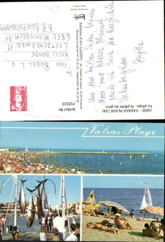 710319 Mehrbild AK Valras Plage La plage la peche au gros Strandleben Hafen Thunfisch am Haken France