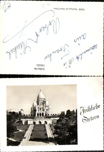 710325 Foto AK Paris Basilique du Sacre Coeur Frohe Ostern France