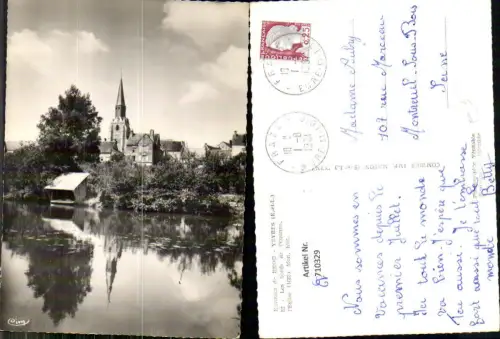 710329 Foto AK Environs de Brou Yevres Les bords de l Ozanne l Eglise Kirche France
