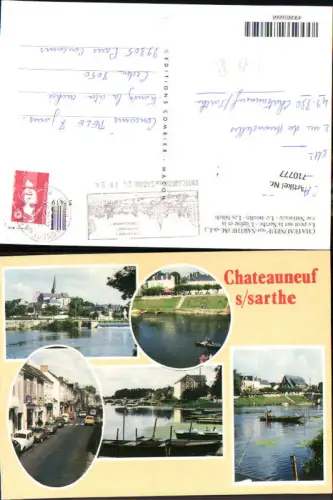 710777 France Mehrbild AK Chateauneuf-sur-Sarthe Le pont sur la Sarthe L eglise et la rue Nationale
