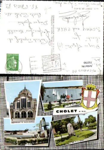 710790 France Mehrbild AK Cholet Basilique du Sacre-Coeur La Piscine Le Lac de Ribou