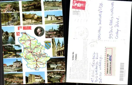 710943 France Lagekarte Haute Marne Andelot Langres Joinville Chaumont Bologne