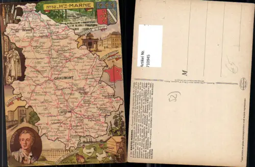 710945 France Lagekarte J. P. Pinchon Haute Marne Chaumont Langres