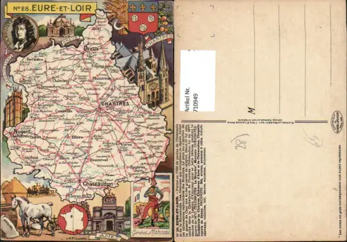 710949 France Lagekarte J. P. Pinchon Eure-et-Loir Chartres Nogent Chateaudun General Marceau