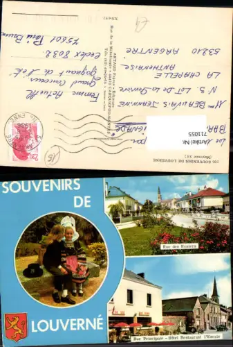 711055 France Mehrbild AK Souvenirs de Louverne Mayenne Rue de Rosiers Rue Principale Hotel Restaurant l Escale