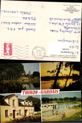 711104 France Mehrbild AK Thiron-Gardais Eure-et-Loir L etang et l Abbaye Coucher de soleil La mairie La piscine