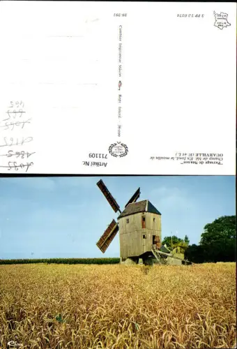 711109 France Champ de ble En fond le moulin de Ouarville Eure-et-Loir Windmühle Mühle