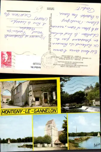 711120 France Mehrbild AK Montigny-le-Gannelon La porte Roland Le vannage du Loir et le chateau Le plan d eau