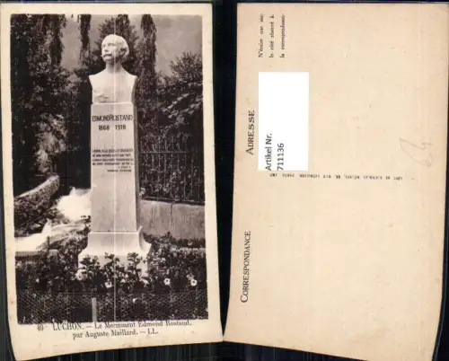 711136 France Luchon Le Monument Edmont Rostand par Auguste Maillard Büste