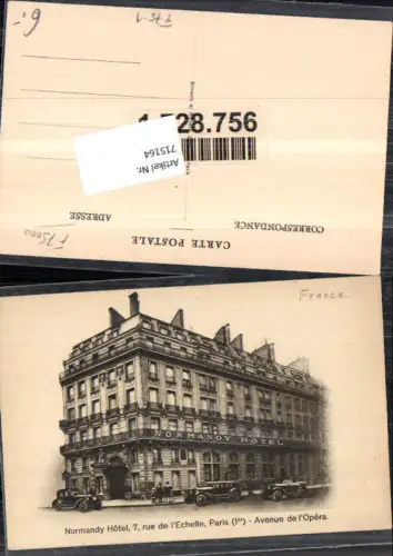 715164 France Paris Normandy Hotel 7 rue de Echelle Avenue de Opera