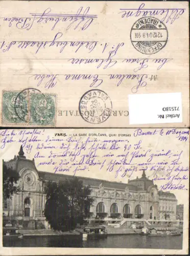 715180 France Paris La Gare D`Orleans Quai D`Orsay Bahnhof Stp. Offenburg