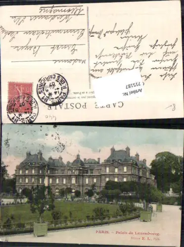 715187 France Paris Palais du Luxembourg pub E.L. Paris gel Crimmitschau