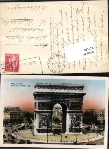715188 France Paris Arc de Triomphe pub LL 1990 gel Krefeld