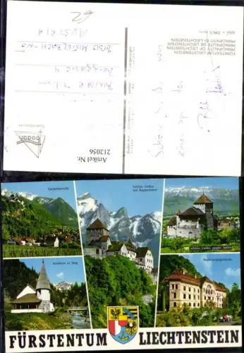 212056,Fürstentum Liechtenstein Totale Schloss Vaduz m. Rappenstein Säntis Regierungsgebäude Kirche i. Steg Mehrbildk