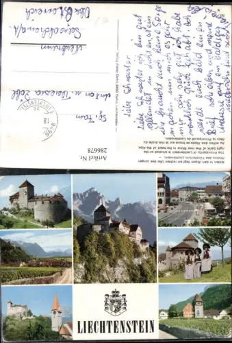 286678,Liechtenstein Burg Schloss b. Balzers Kirche Trachten Mehrbildkarte