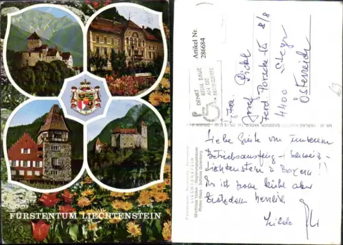 286684,Liechtenstein Schloss Vaduz Regierungsgebäude Rotes Haus Schloss Gutenberg Mehrbildkarte