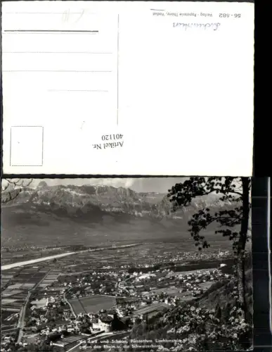 401120,Fürstentum Liechtenstein Vaduz u. Schloss Totale geg. Rhein u. Schweizerberge Bergkulisse