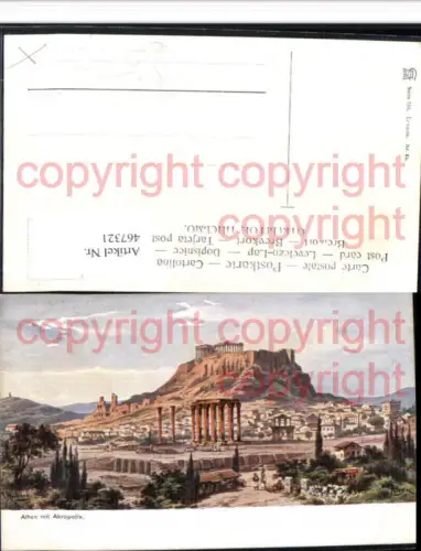467321,Künstler AK F. Perlberg Greece Athen Totale m. Akropolis Tempel