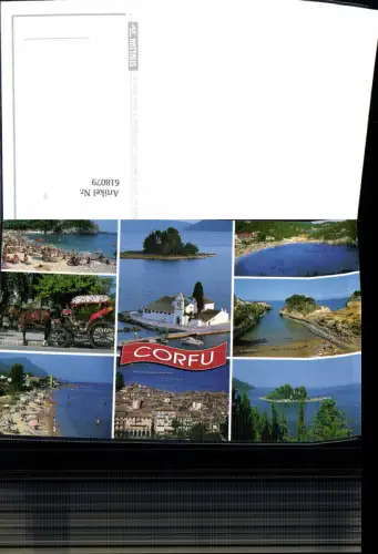 618079,Mehrbild Ak Korfu Corfu Kutsche Strand Greece