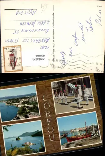 636464,Mehrbild Ak Corfou Korfu Tracht Soldaten Segelboot Greece