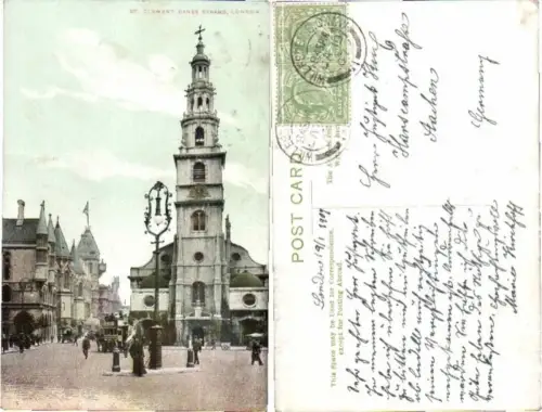 60840,London St Clement Danes Strand 1908