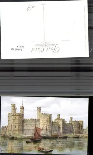 91519,Carnarvon Castle Caernarfon Gwynedd Frontansicht m. Segelbooten